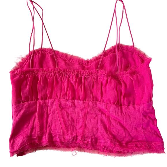 Urban Outfitters Pink Crop Tank Ronny Corset Style Cropped Top Medium Retail $55 - Picture 4 of 11